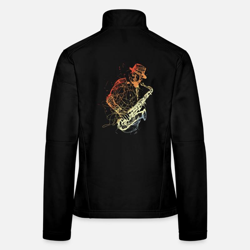 Dessin de saxophone rétro Veste en tissu softshell Femme