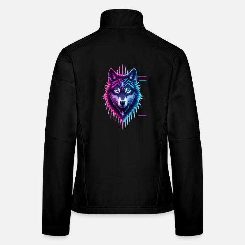 Neon Wolf Crystal Crown - Women's Softshell Jacket - black
