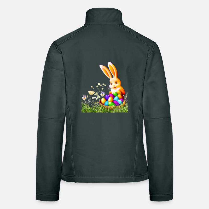 Easter bunny with colorful eggs Women's Softshell Jacket