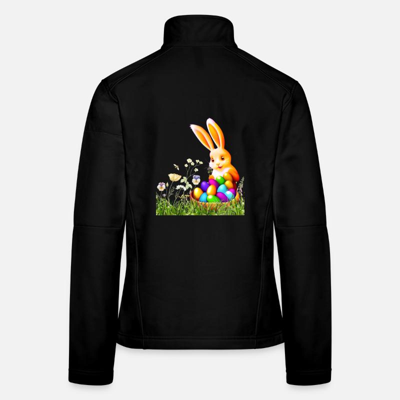 Lapin de Pâques avec des œufs colorés Veste en tissu softshell Femme
