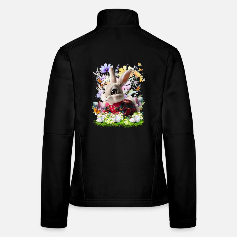 Easter bunny in the flower field Women's Softshell Jacket