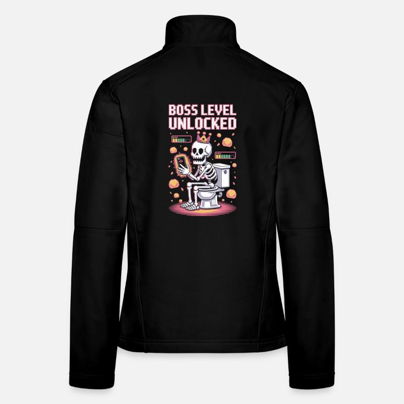Endboss Level Unlocked – Retro Gaming Skelett auf Frauen Softshelljacke