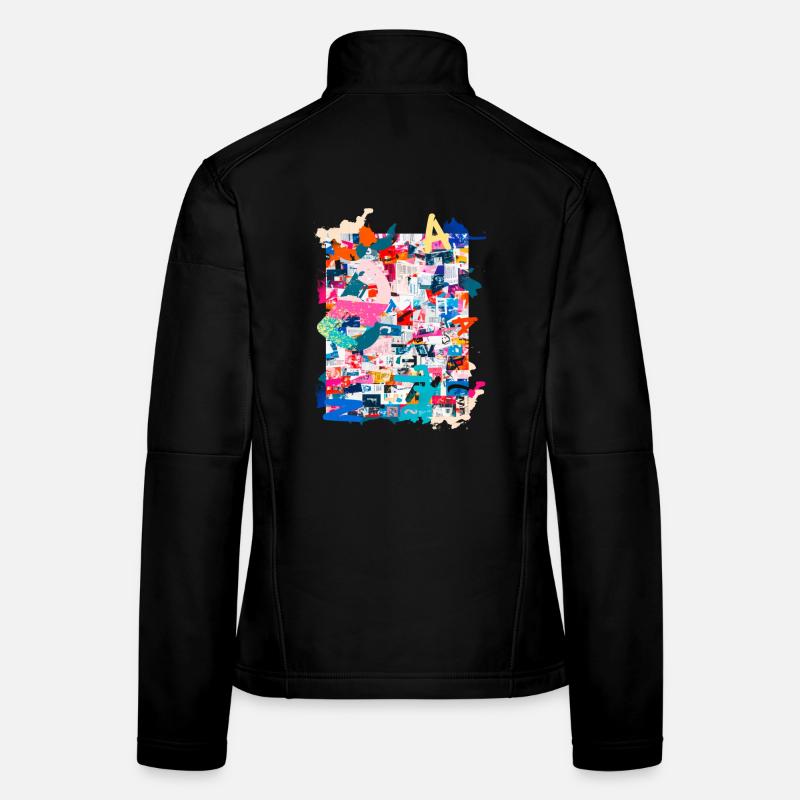 Muster ,Pop Art , Art,Collage, kunst,zeitung, typo Frauen Softshelljacke