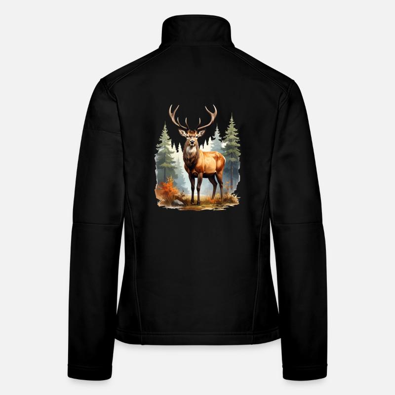 Cerf majestueux dans la forêt d'automne Veste en tissu softshell Femme