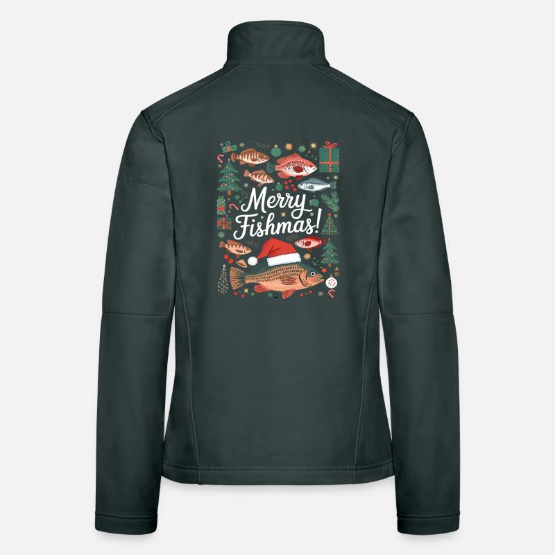 Pêcheur Pull de Noël Poisson Joyeux Poisson Veste en tissu softshell Femme