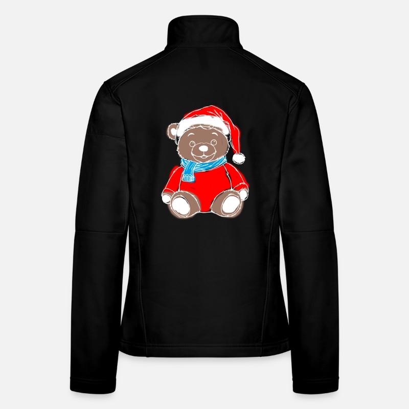 Noël ours en peluche avec écharpe Noël Veste en tissu softshell Femme