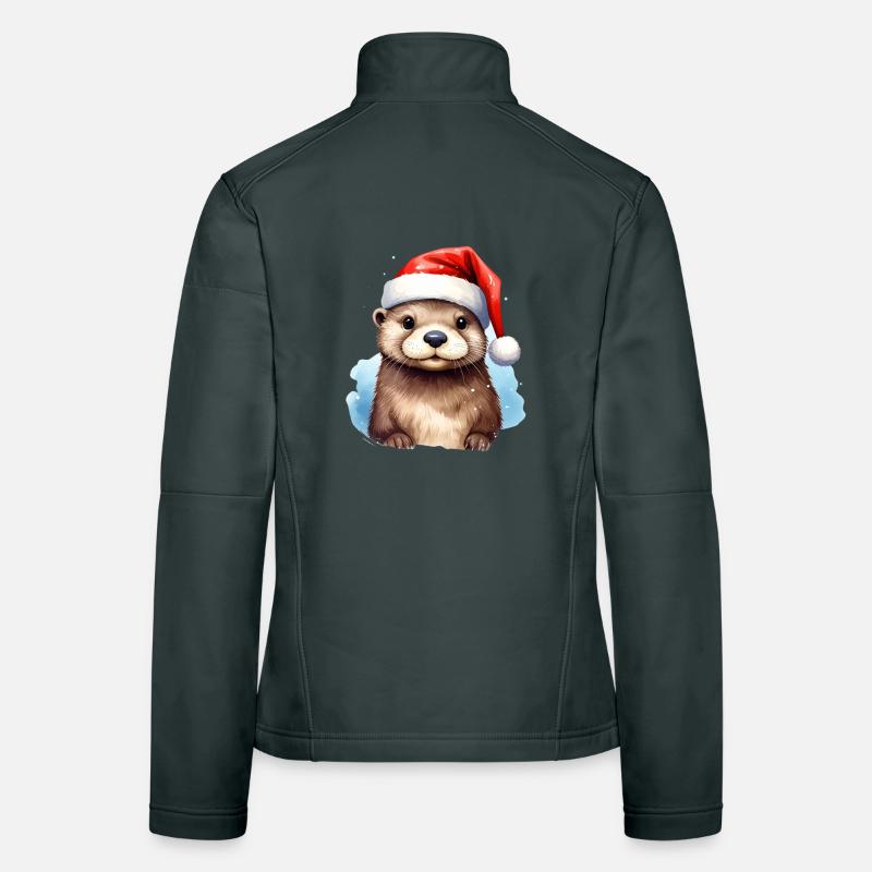 Otter with Santa hat suitable for Christmas Women's Softshell Jacket