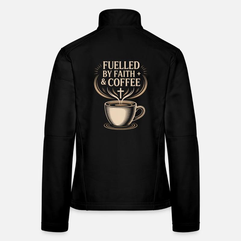 Alimenté par la foi et le café Glaube Kaffee Kreuz Veste en tissu softshell Femme