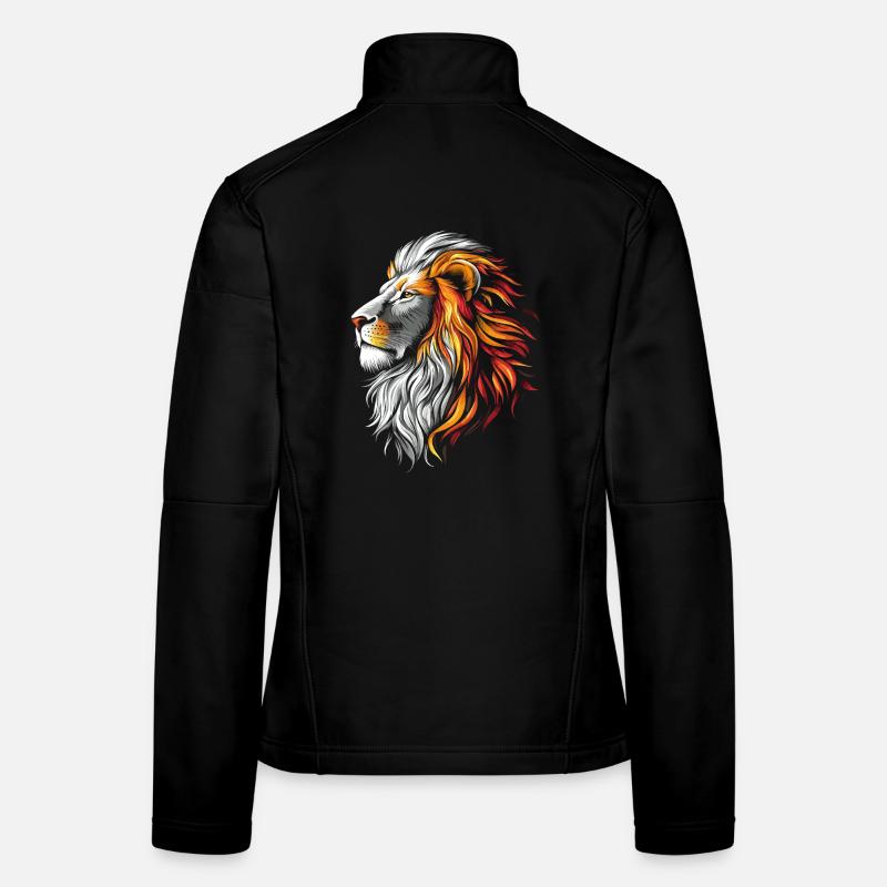 Lion Tête de lion colorée Predator Art en or blanc Veste en tissu softshell Femme