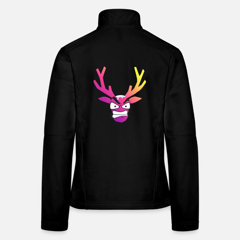 Furious Christmas Snow Deer Head - Women's Softshell Jacket - black