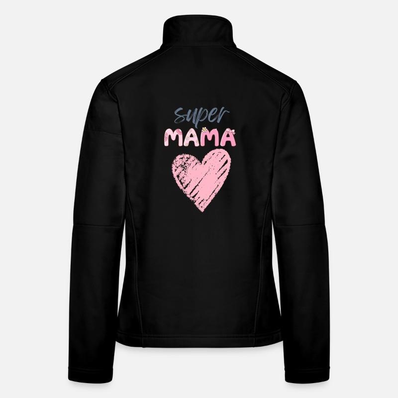 Mama - Super Mama - Frauen Softshelljacke - Schwarz