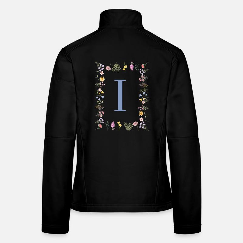 Monogramme floral floral initial en « I » Veste en tissu softshell Femme