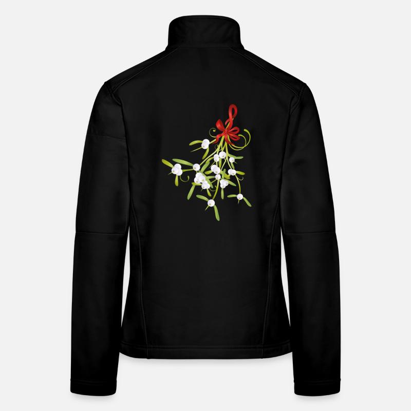 Mistletoe mistletoe berries Christmas bow Women's Softshell Jacket