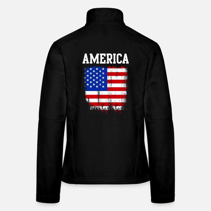 Graphique du drapeau américain vieilli Veste en tissu softshell Femme