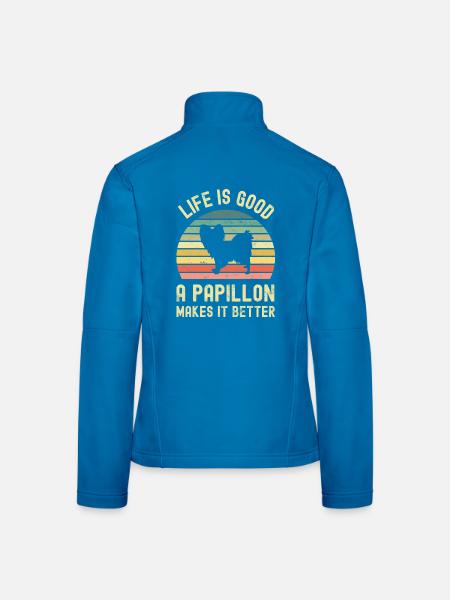 Hund Papillon - Frauen Softshelljacke - Schwarz - Hinten