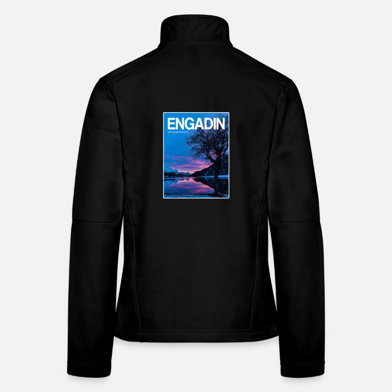 Engadin Seenlandschaft Abendlicht Frauen Softshelljacke