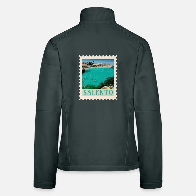 Affiche rétro de Salento Turquoise Beach Veste en tissu softshell Femme