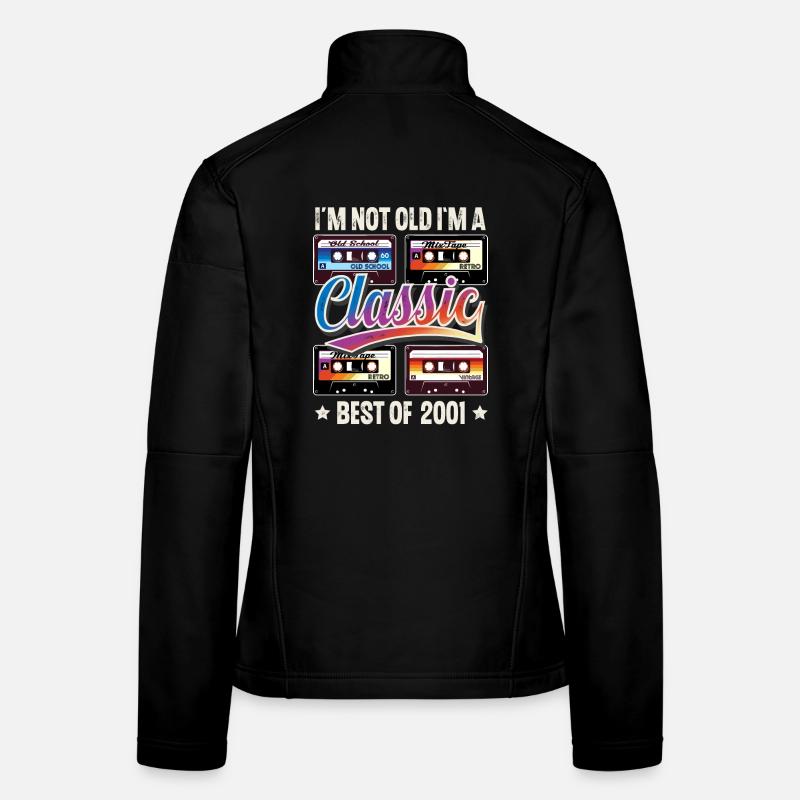 2001 Année de naissance Anniversaire Cassette Vintage Veste en tissu softshell Femme