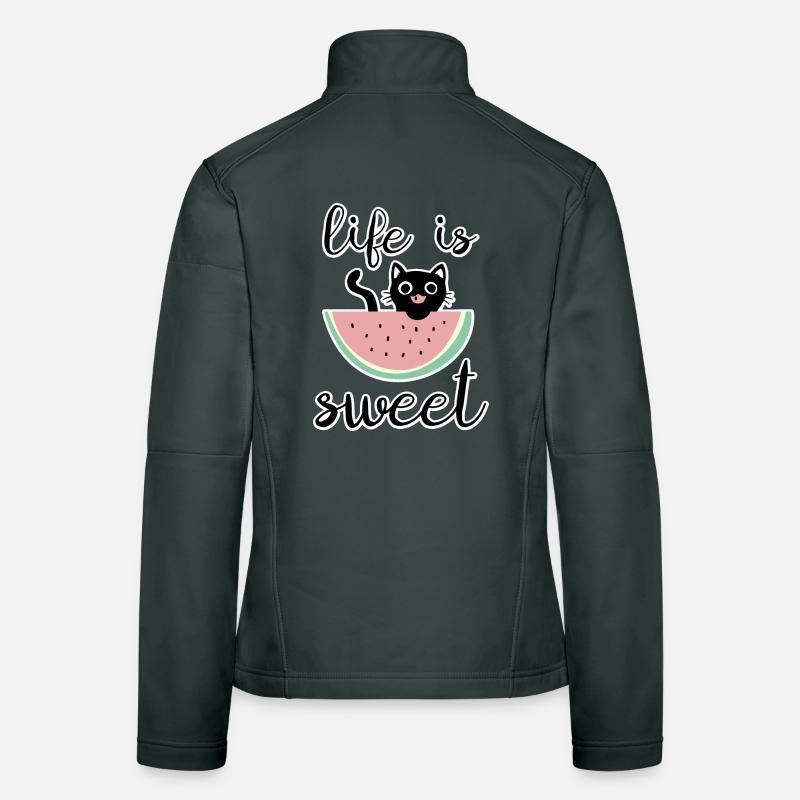 La vie est douce chat avec pastèque Veste en tissu softshell Femme