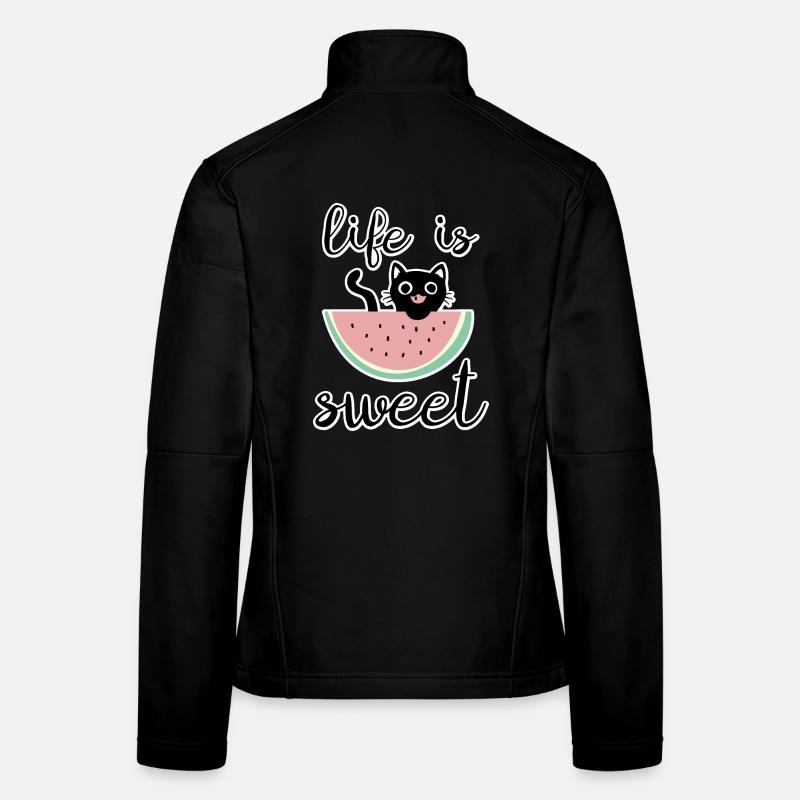 La vie est douce chat avec pastèque Veste en tissu softshell Femme