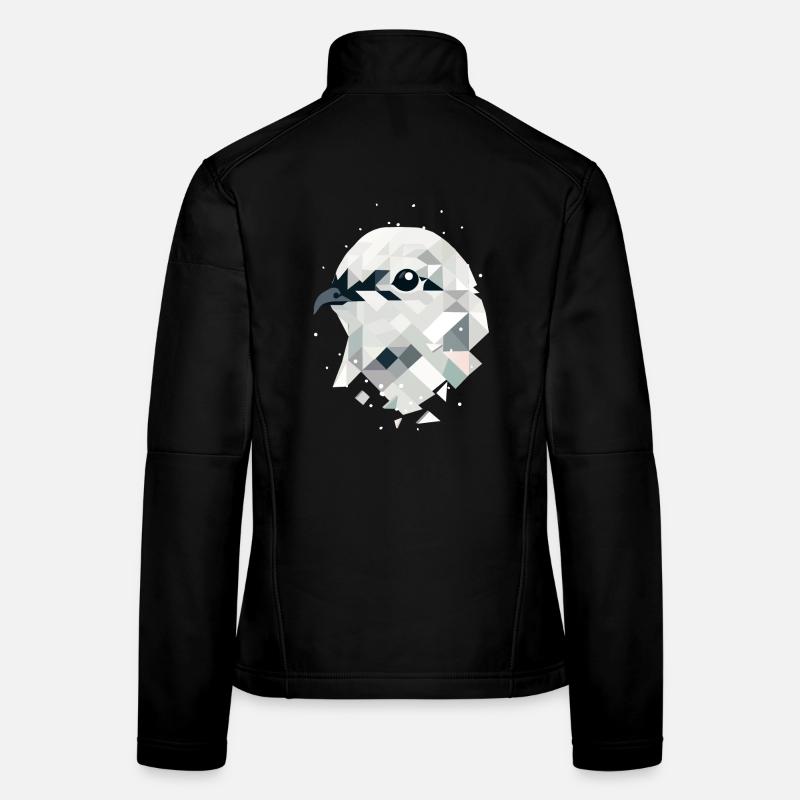 Elegantes Schneehuhn in geometrischer Kunst Frauen Softshelljacke