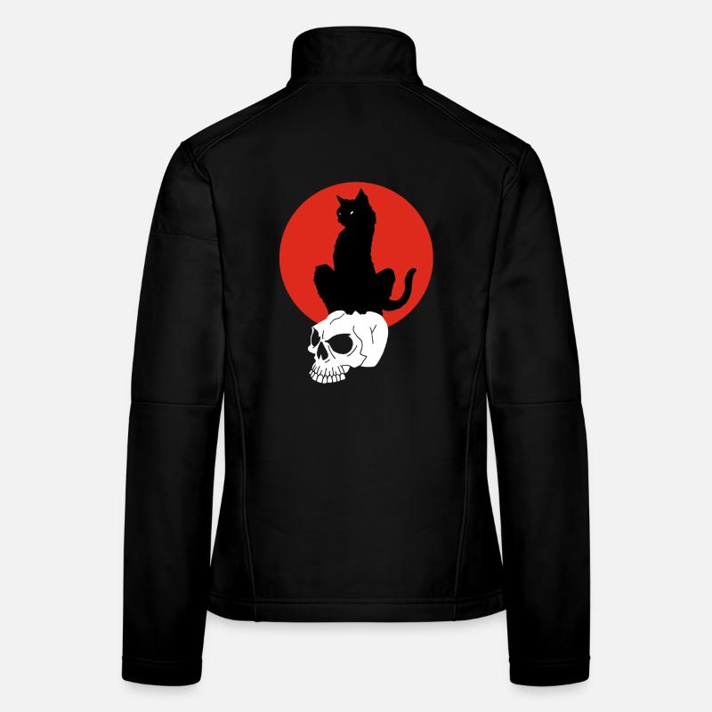 Schwarze Katze und Rote Sonne Frauen Softshelljacke