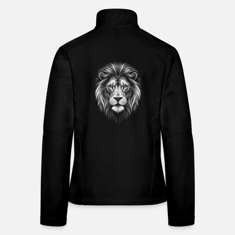 Majestic Lion Portrait Motif - Women's Softshell Jacket - black
