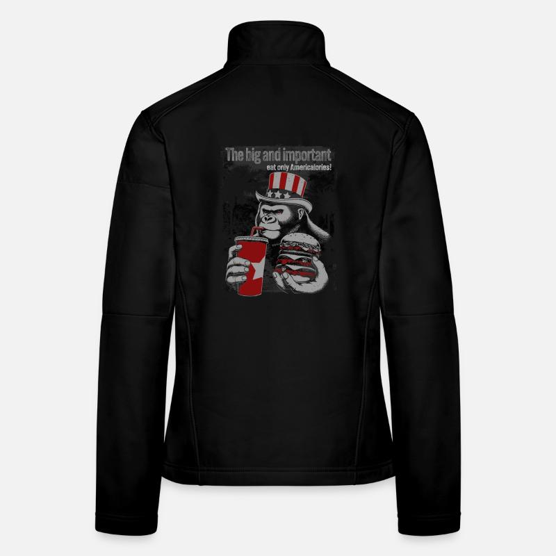 Patriotic Gorilla with Fast Food Theme Women's Softshell Jacket