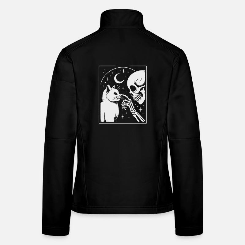 Celestial Cat and Skeleton Night Art Women's Softshell Jacket