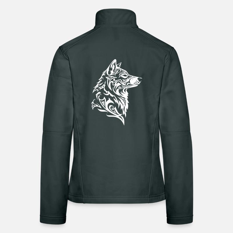 Nordic Wolf Tribal Wolf Head Tattoo Women's Softshell Jacket