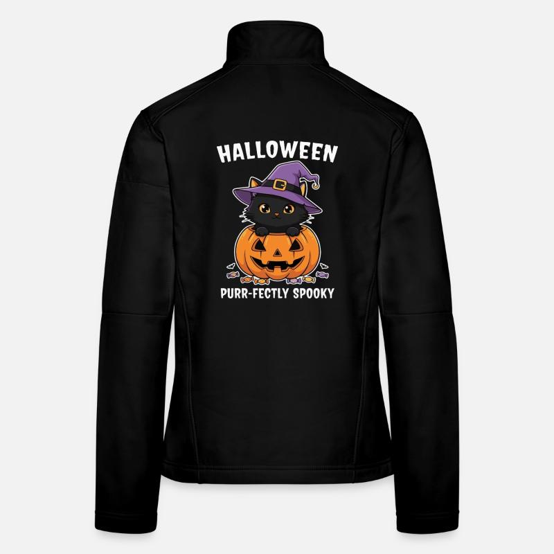 Halloween Kitten and Jack-O-Lantern Women's Softshell Jacket