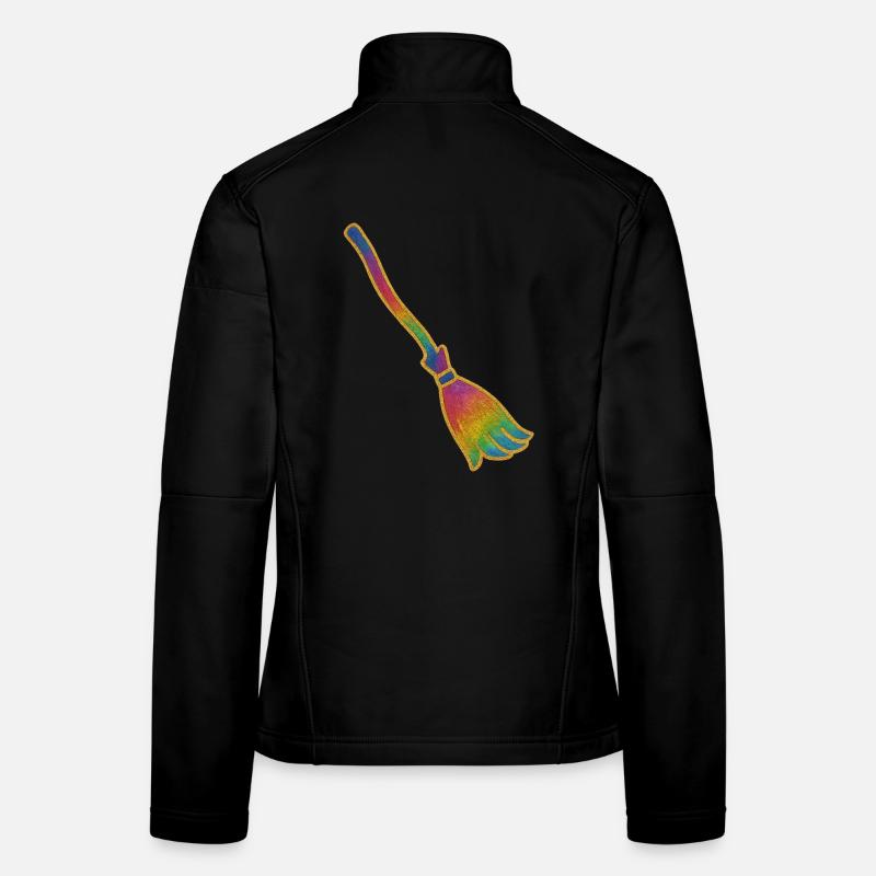 Magic Broom | Witches' Broom | Rainbow Broom Glitter Women's Softshell Jacket