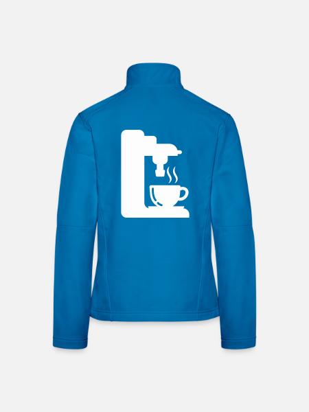 Espresso Maschine Outline Kaffee Illustration - Frauen Softshelljacke - Schwarz - Hinten