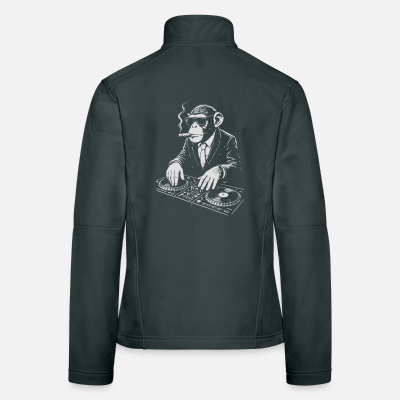 DJ Monkey in Suit playing music Women's Softshell Jacket