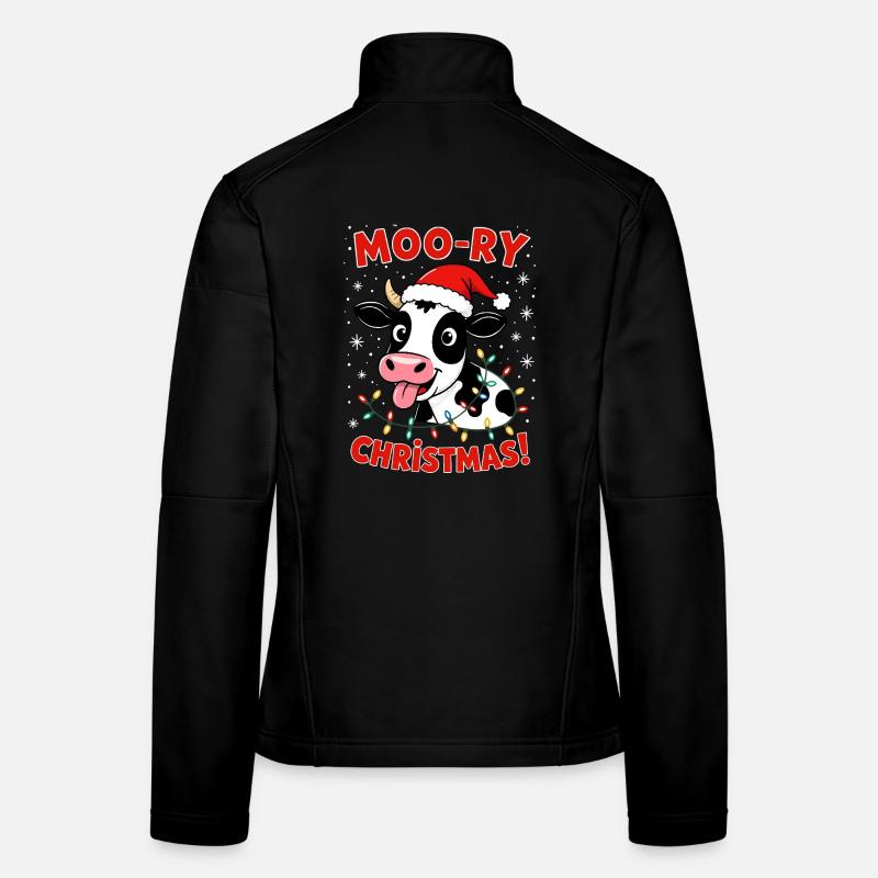 Fermier de chandails de Noël de vache Joyeux Noël Veste en tissu softshell Femme
