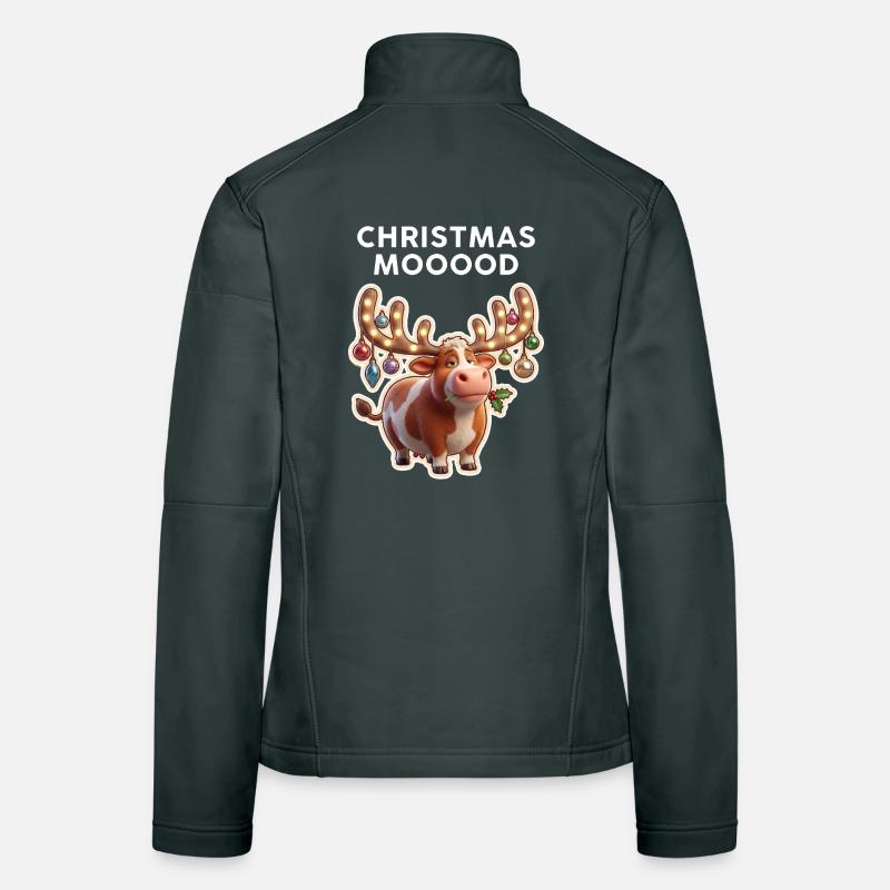 Weihnachtskuh mit Leuchtornamenten Frauen Softshelljacke