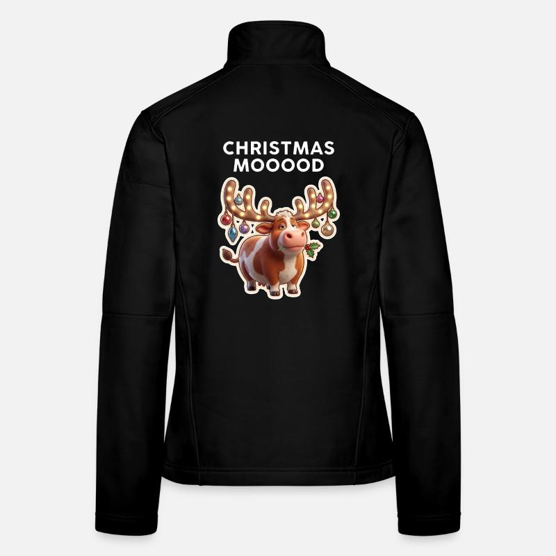 Weihnachtskuh mit Leuchtornamenten Frauen Softshelljacke