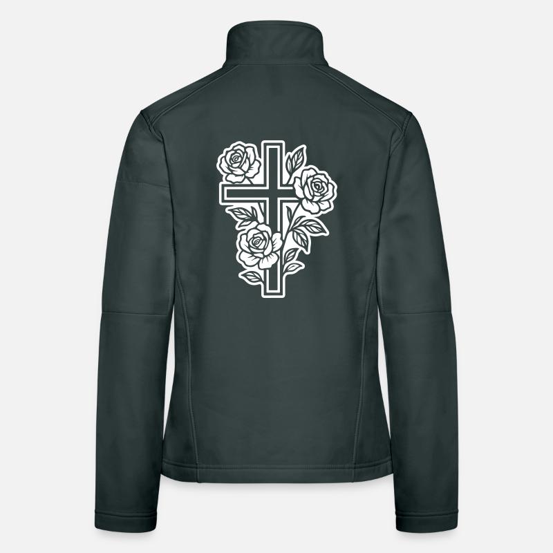 Fleurs à symbole de croix Veste en tissu softshell Femme