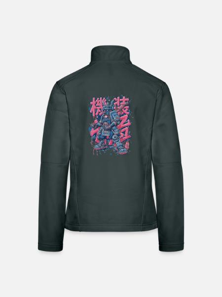 Samurai Mech – Anime Manga Roboter Motiv - Frauen Softshelljacke - Schwarz - Hinten