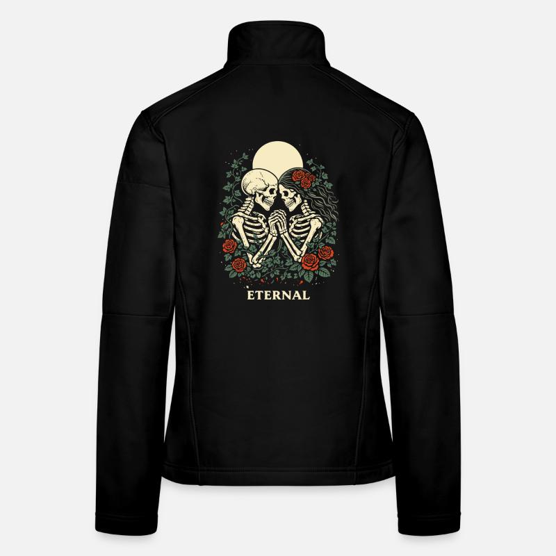 Eternal – Dark Love Skeleton Design in Gothic Style Women's Softshell Jacket