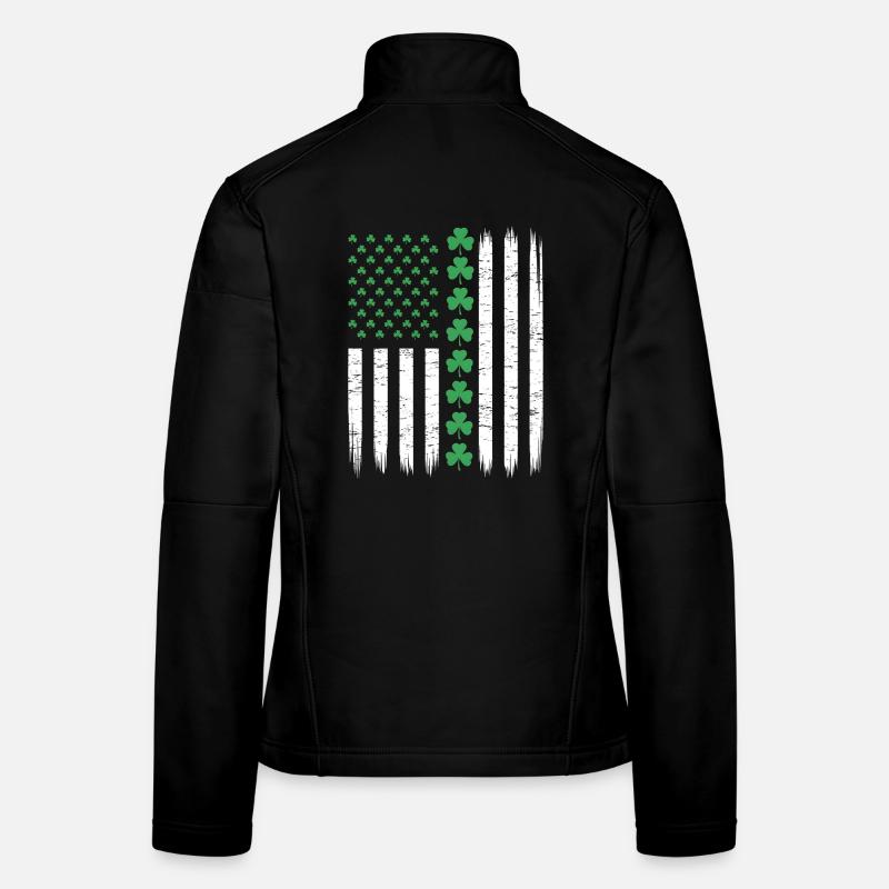 US American Flag with Shamrocks for St Patricks Women's Softshell Jacket