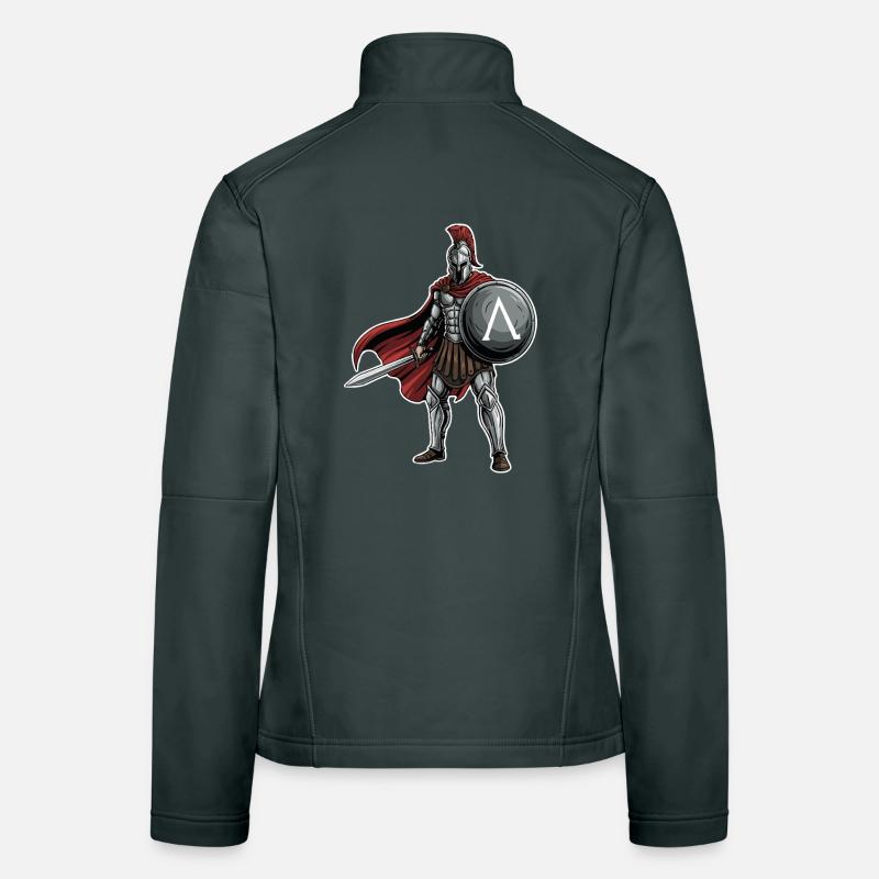 Hoplite Spartan Lambda Shield Sword Mascot Women's Softshell Jacket
