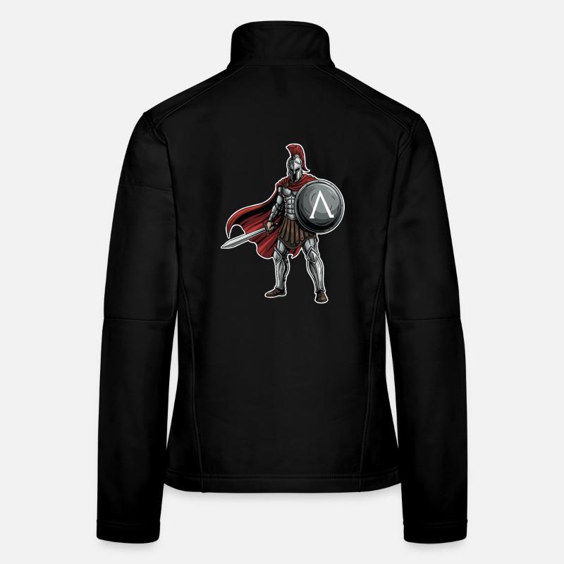 Hoplite Spartan Lambda Shield Sword Mascot Women's Softshell Jacket