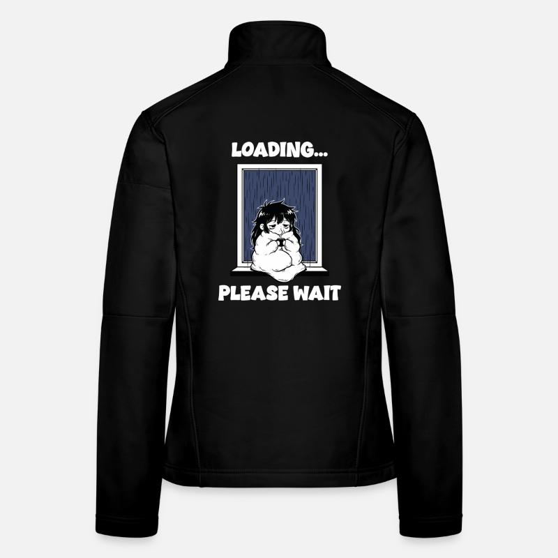 Regen lädt bitte warten Manga-Stimmung Frauen Softshelljacke