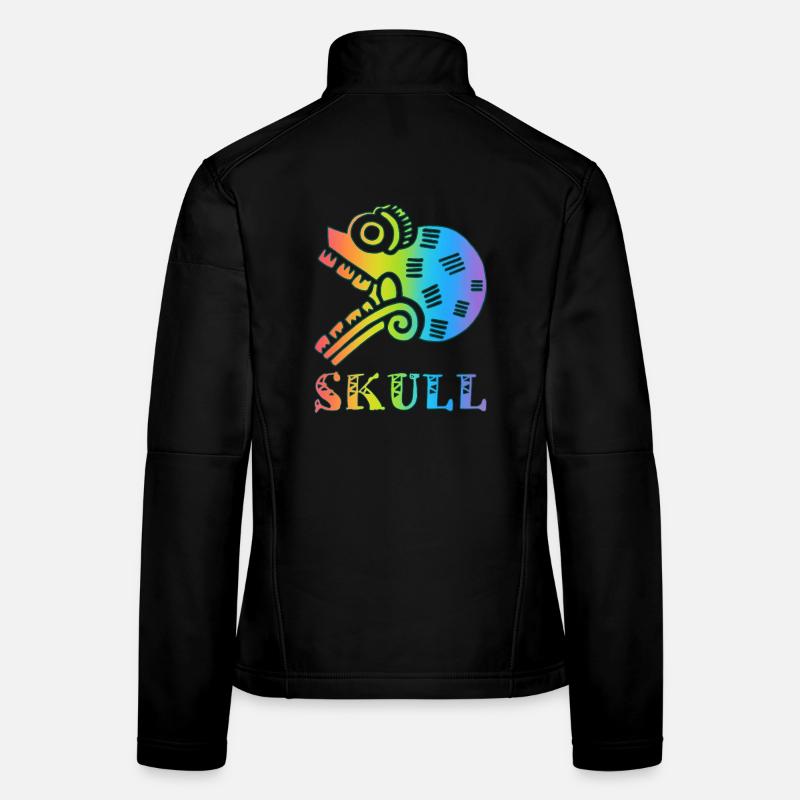 Crâne tribal multicolore Veste en tissu softshell Femme