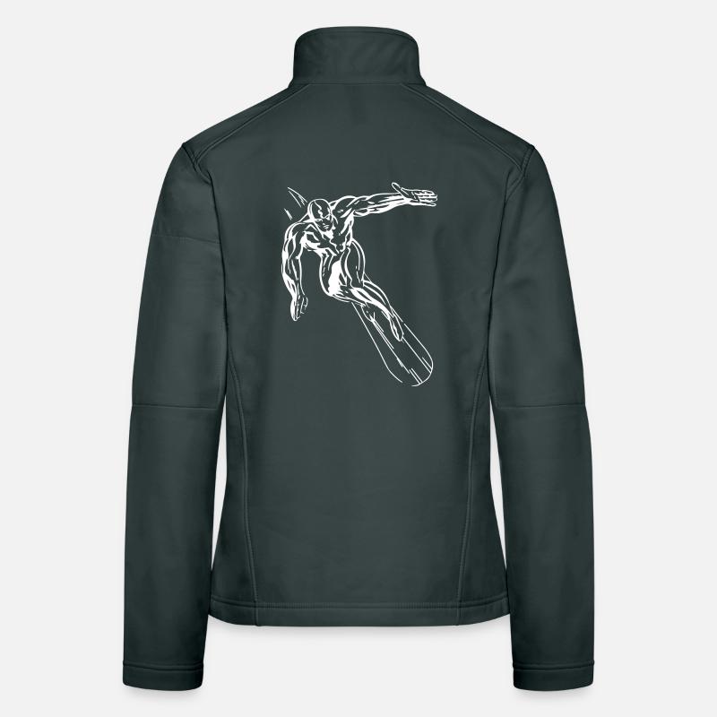 Surf, planche de surf, SilverSurfer - Design Veste en tissu softshell Femme