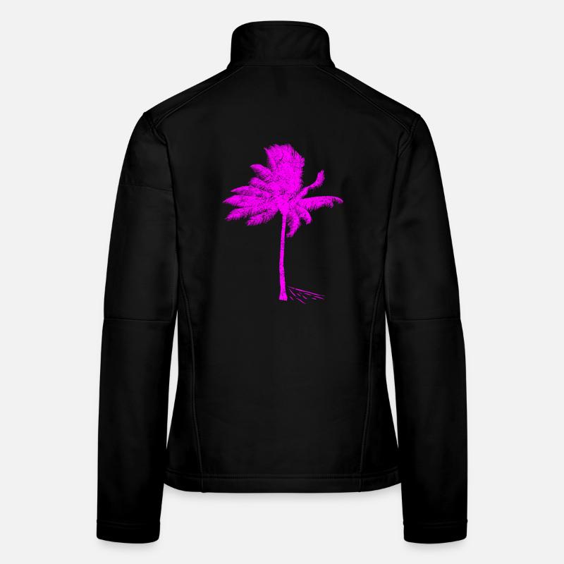 Neon Pink Palme Silhouette - Frauen Softshelljacke - Schwarz