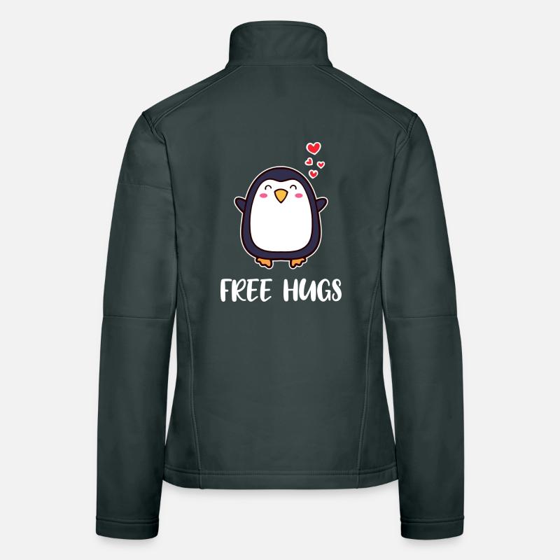 Tier Süß Pinguin Herz Statement Seevogel Südpol Frauen Softshelljacke