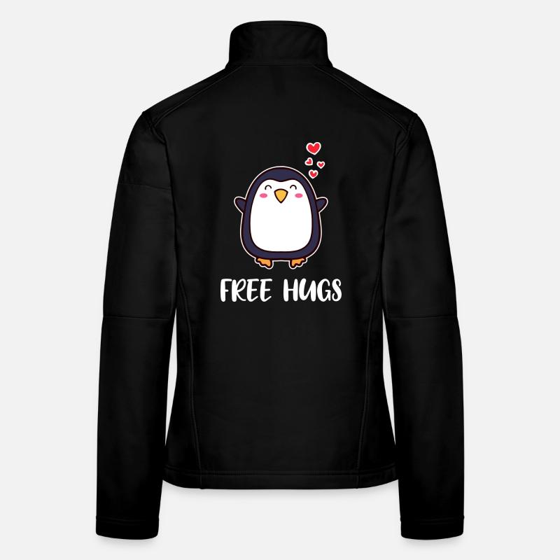 Animal Mignon Pingouin Coeur Déclaration Oiseau Pôle Sud Veste en tissu softshell Femme