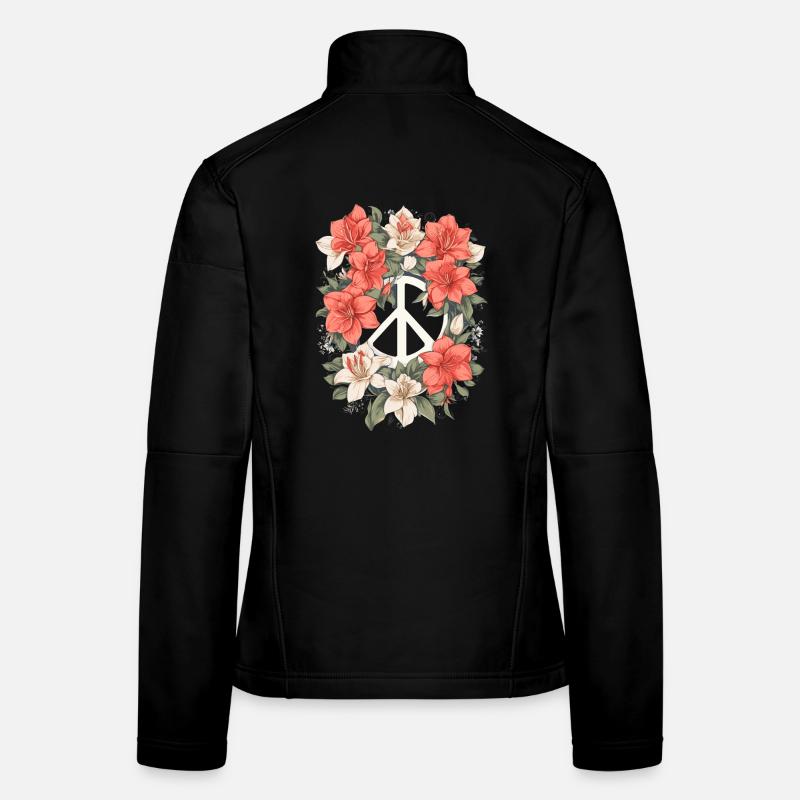 Friedenszeichen mit Blumen Frauen Softshelljacke